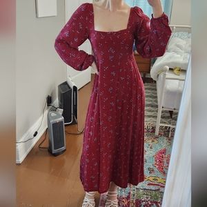 Free People XS Long Dress with puff sleeves